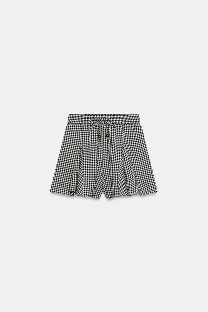Jupe-culotte à carreaux vichy évasée