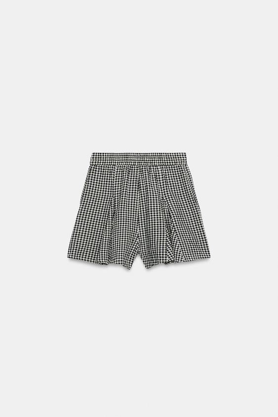 Jupe-culotte à carreaux vichy évasée
