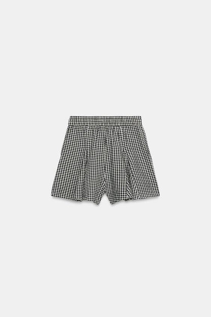 Jupe-culotte à carreaux vichy évasée