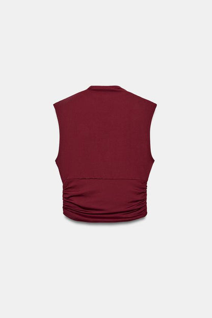 Top drapé en polyamide à détail métallique