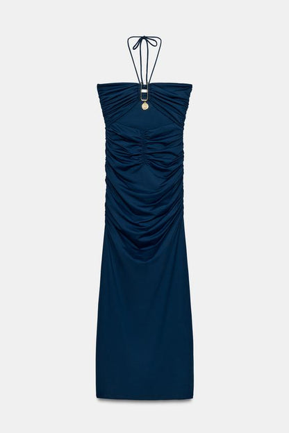 Robe midi à découpes en polyamide