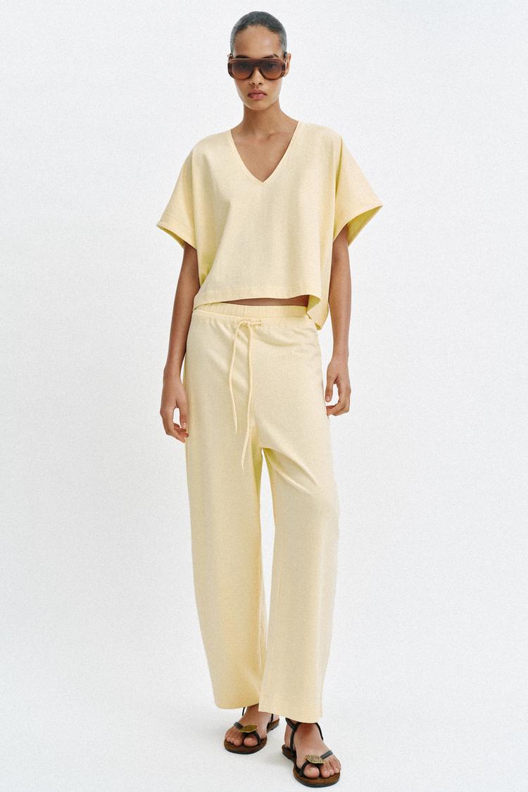 Pantalon texturé à cordons
