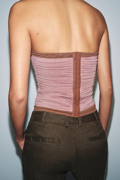 Corset contrasté en tulle