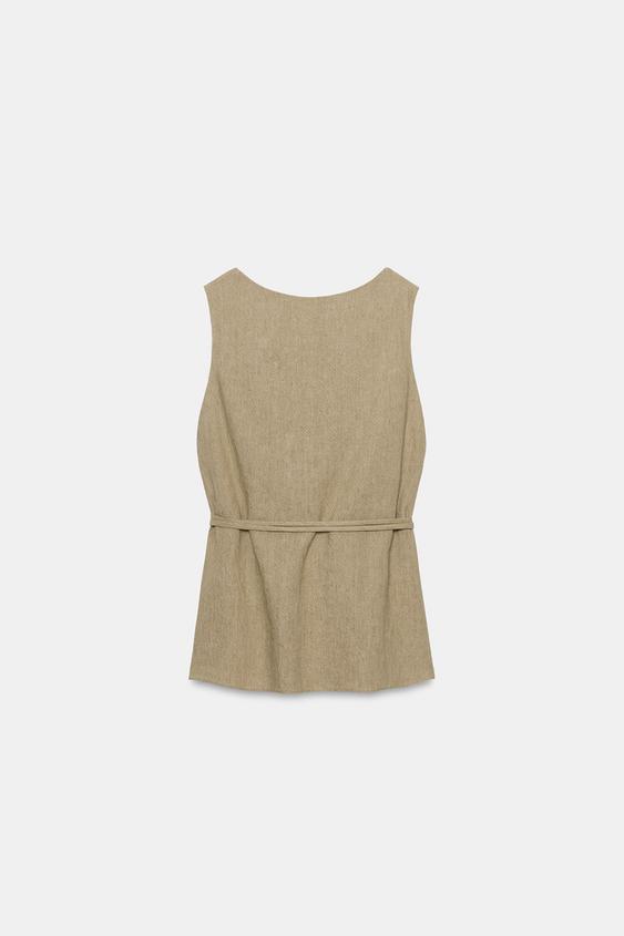 Top en lin avec ceinture ZW Collection