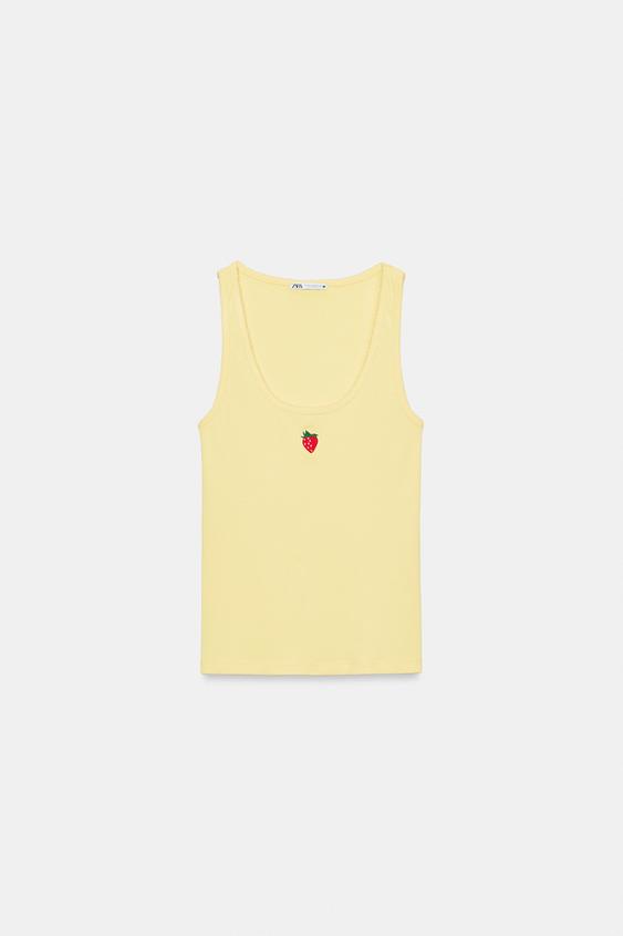 Top à broderie sur le devant
