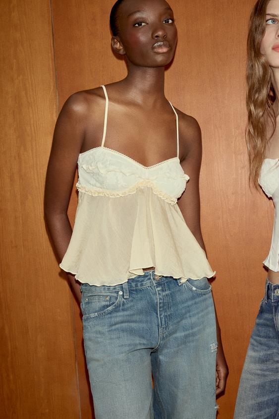 Top lingerie contrasté en dentelle