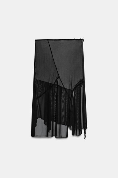 Jupe en tulle asymétrique à sequins