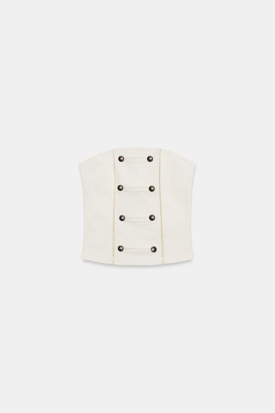 Top bustier à brandebourgs