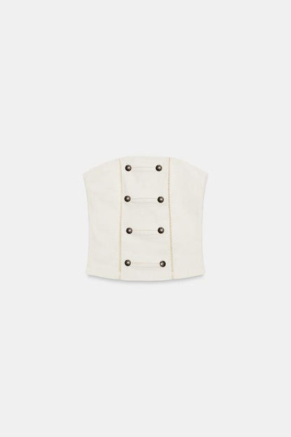 Top bustier à brandebourgs