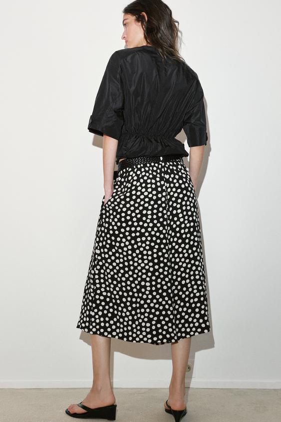 Pantalon-culotte à pois avec ceinture