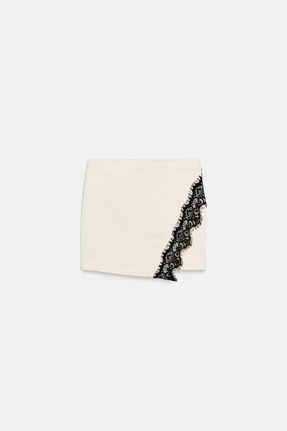 Jupe-culotte croisée en dentelle