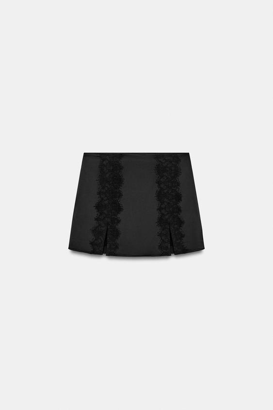 Jupe-culotte en dentelle à fentes