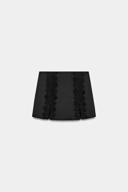 Jupe-culotte en dentelle à fentes