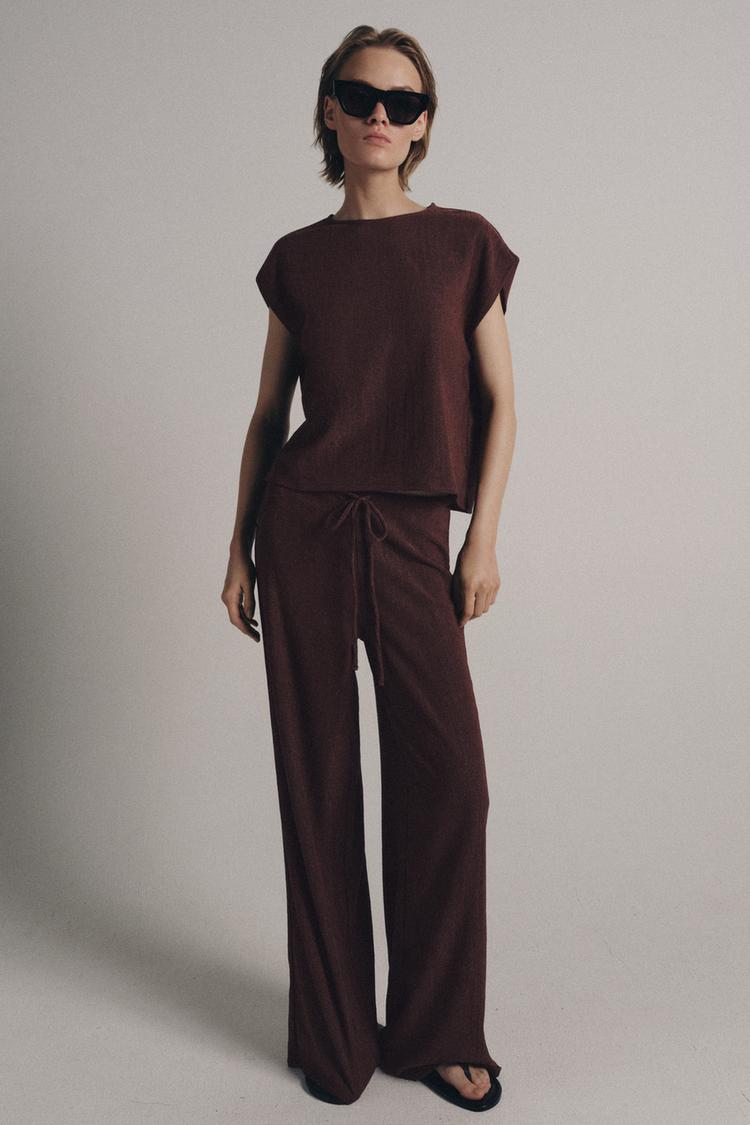 Pantalon texturé droit