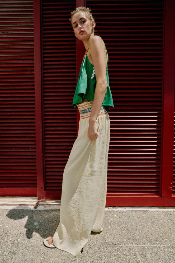 Pantalon large à taille élastique