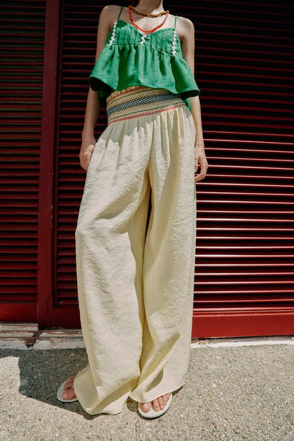 Pantalon large à taille élastique