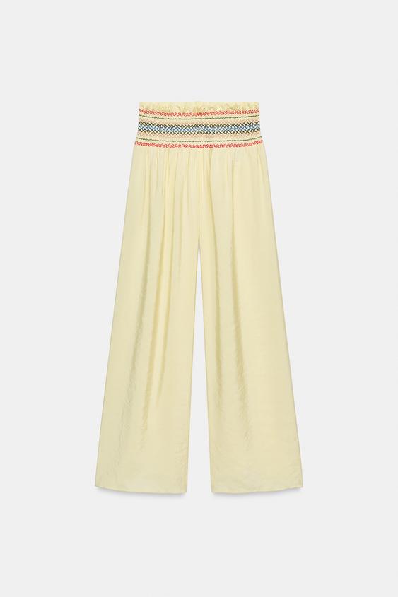 Pantalon large à taille élastique