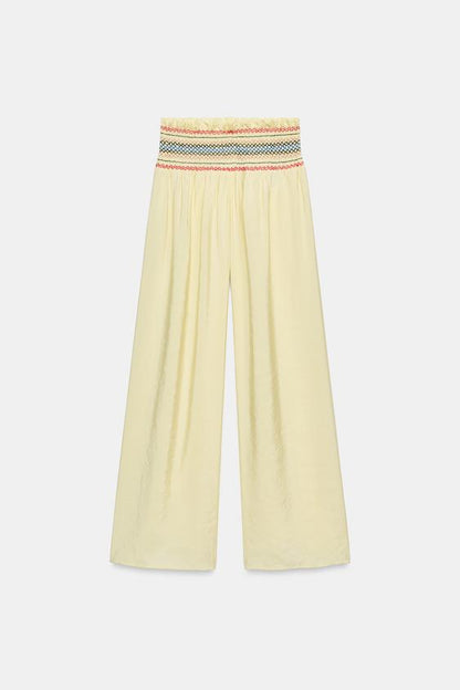 Pantalon large à taille élastique