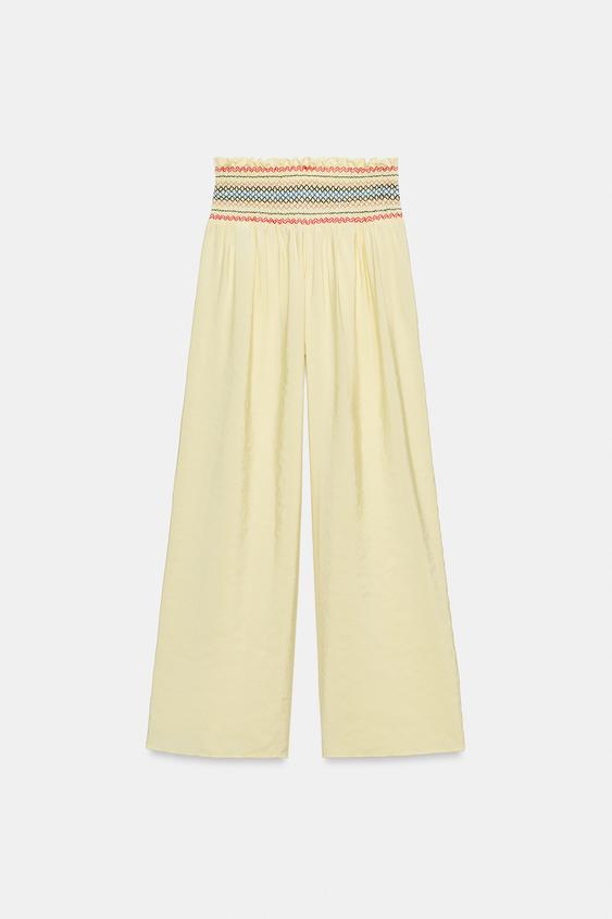 Pantalon large à taille élastique