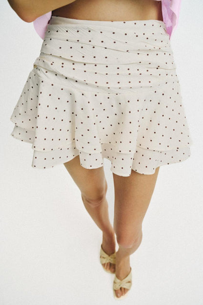 Jupe-culotte à volants à pois