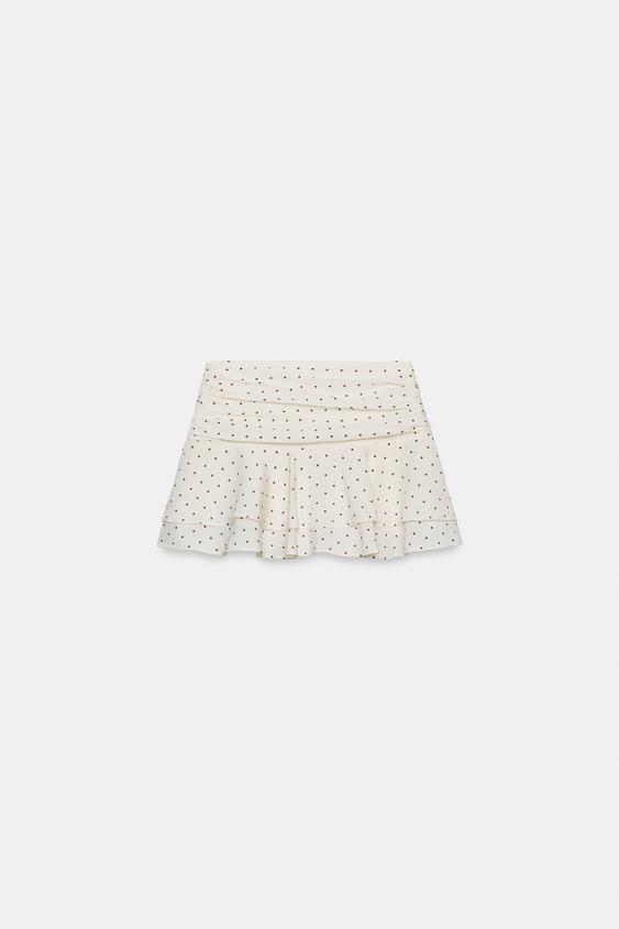 Jupe-culotte à volants à pois