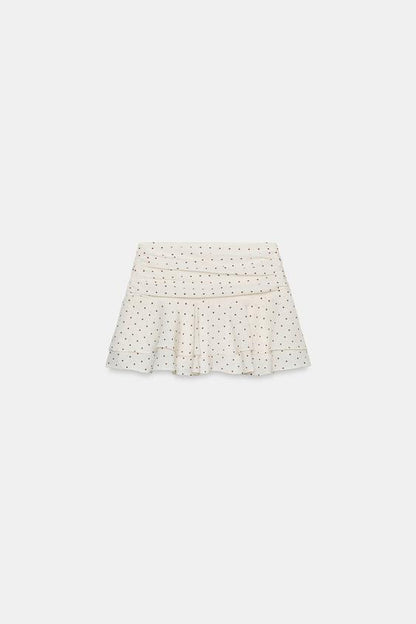 Jupe-culotte à volants à pois