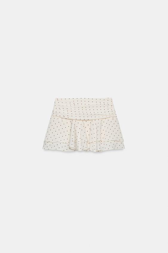 Jupe-culotte à volants à pois