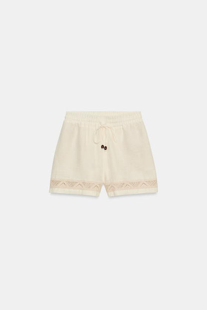 Short brodé à taille élastique