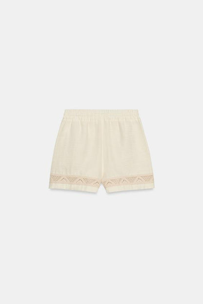 Short brodé à taille élastique