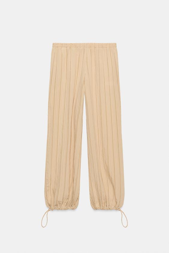 Pantalon large à rayures et taille élastique