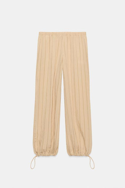 Pantalon large à rayures et taille élastique