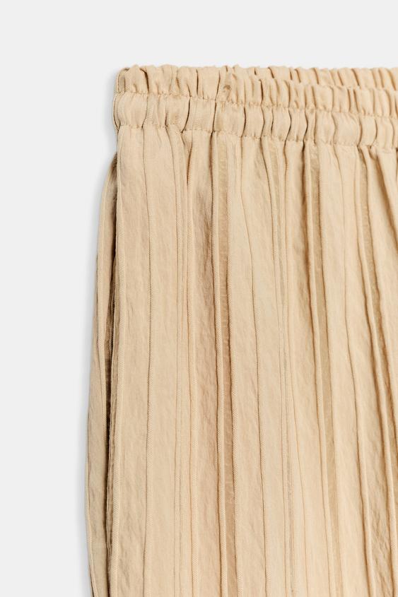 Pantalon large à rayures et taille élastique