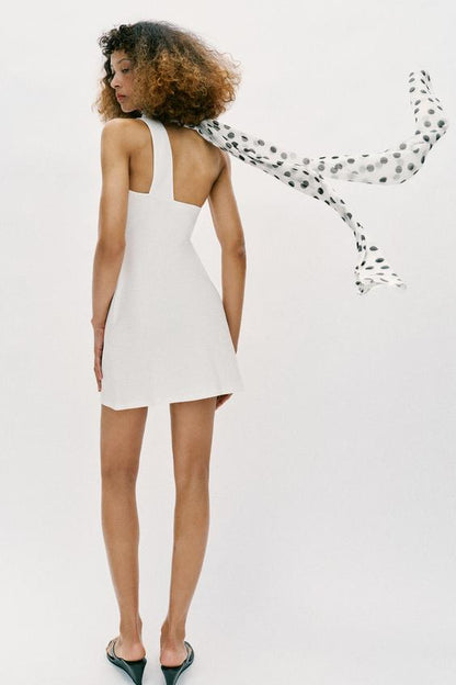 Robe dos-nu effet foulard à pois