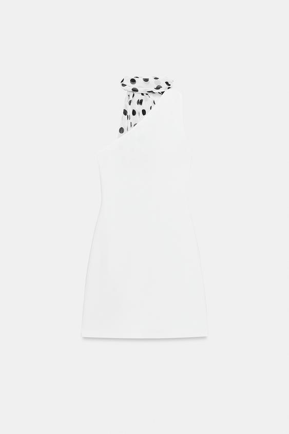 Robe dos-nu effet foulard à pois