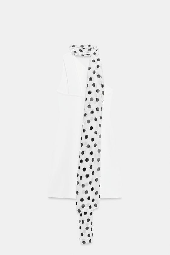 Robe dos-nu effet foulard à pois