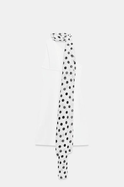 Robe dos-nu effet foulard à pois