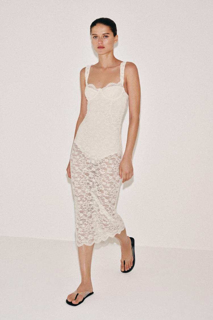 Robe midi en dentelle