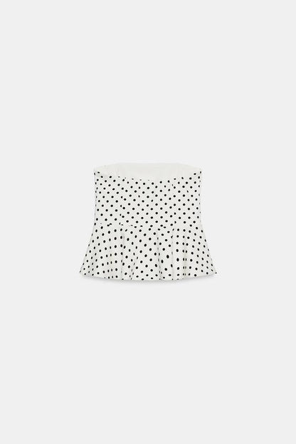 Top bustier peplum à pois
