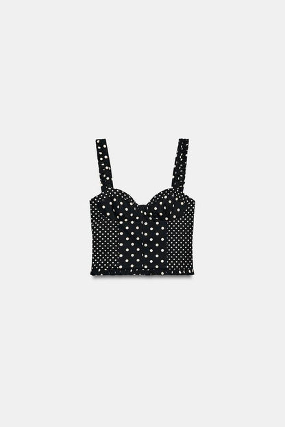 Top corset à pois