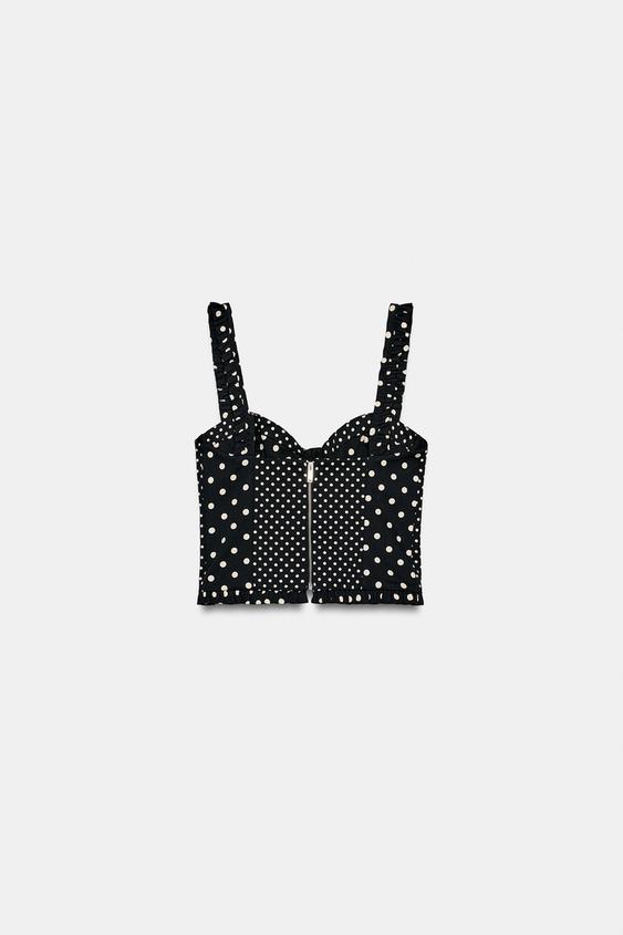 Top corset à pois