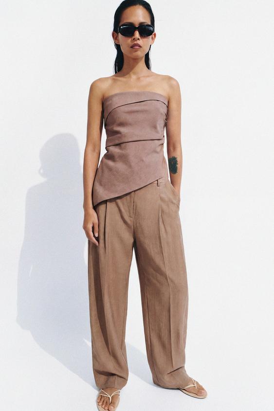 Top asymétrique en mélange de lin ZW Collection