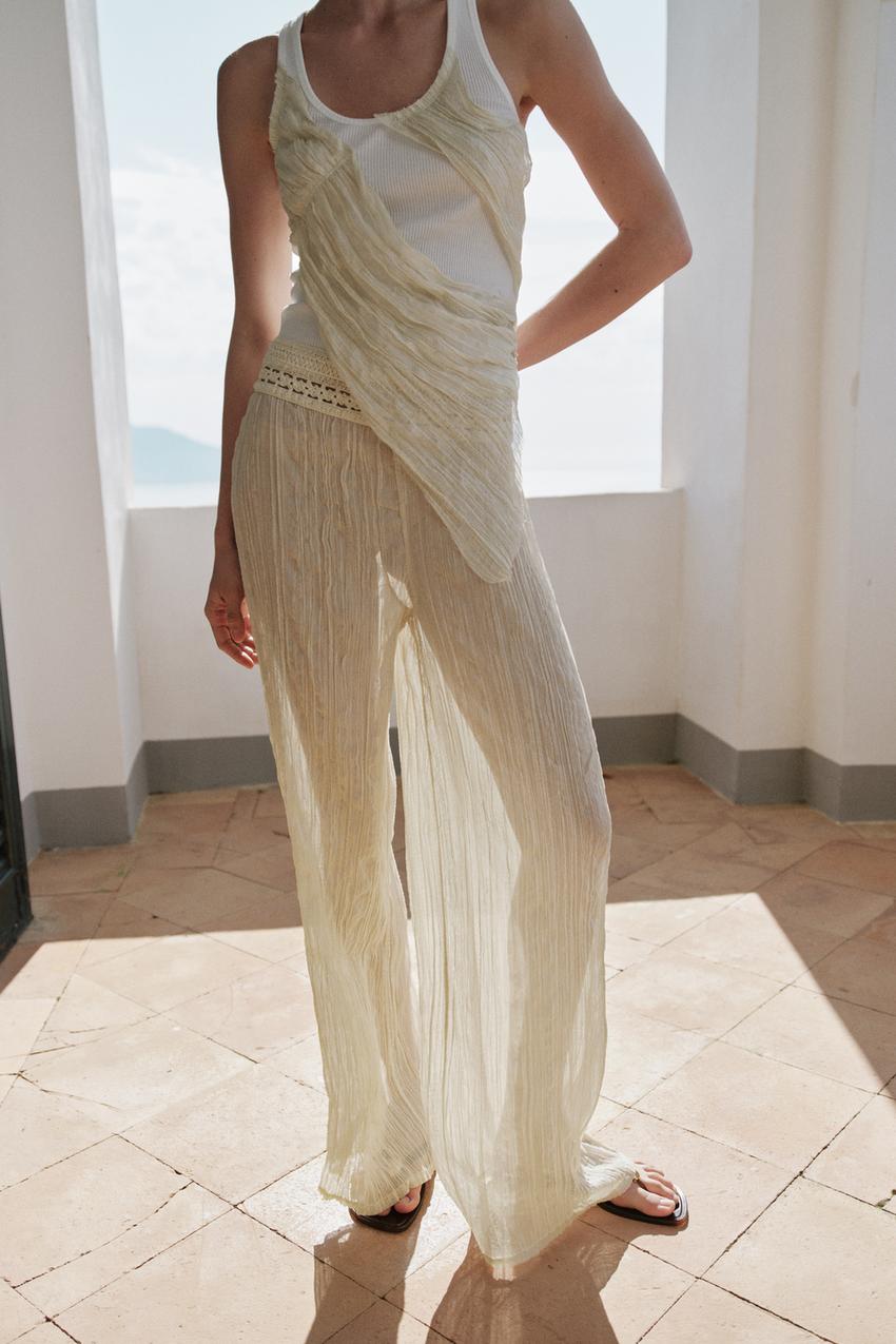 Pantalon contrasté au crochet