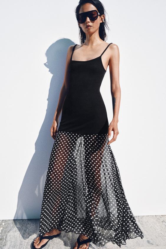 Robe contrastée à pois