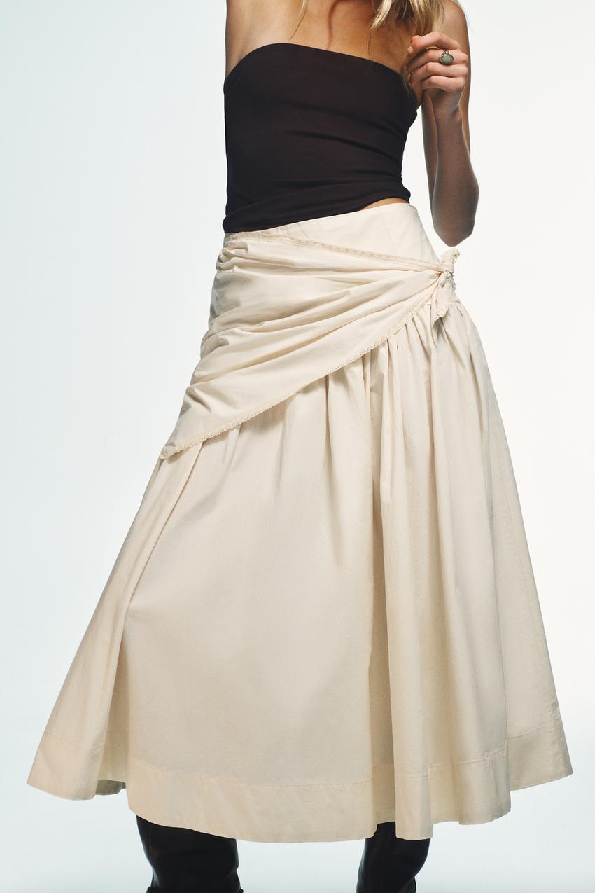 Jupe midi à volume effet foulard