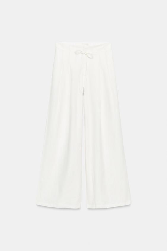 Pantalon large en lin à pinces