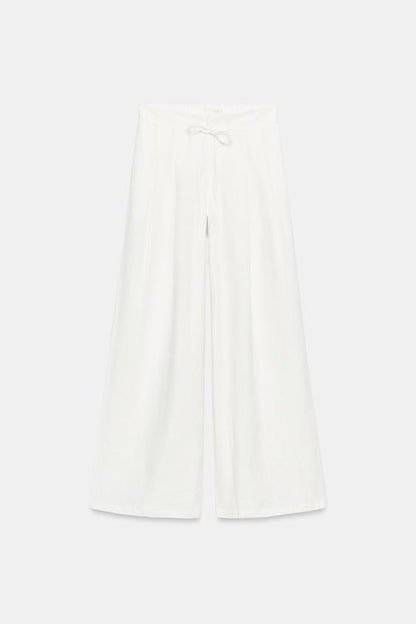 Pantalon large en lin à pinces