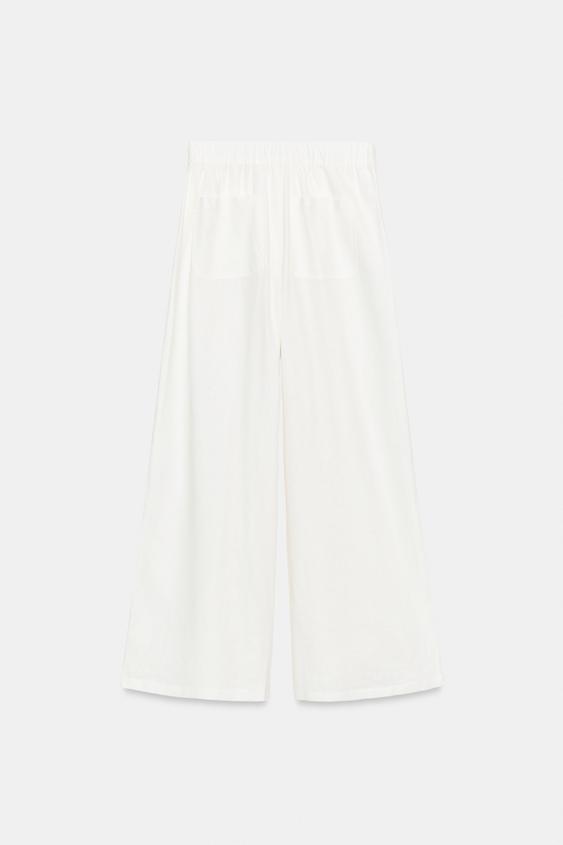 Pantalon large en lin à pinces