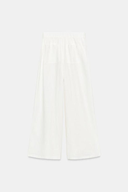 Pantalon large en lin à pinces