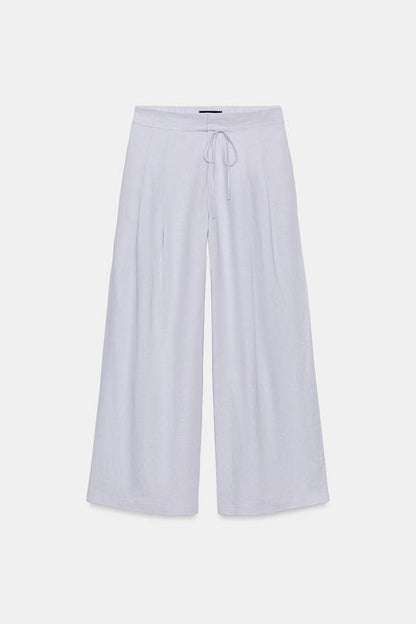 Pantalon large en lin à pinces