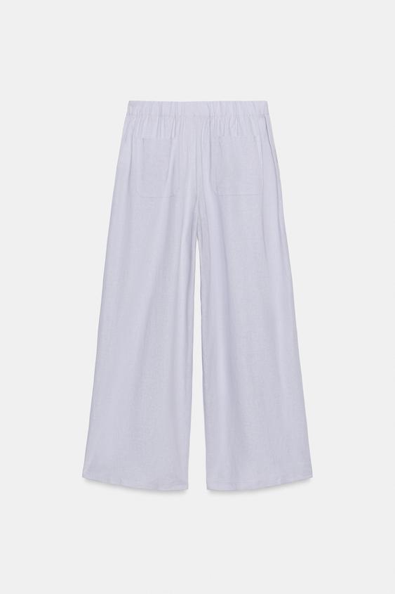 Pantalon large en lin à pinces